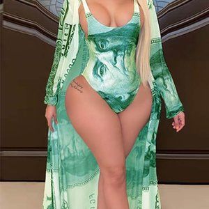 Ladies one piece swimsuit with jacket